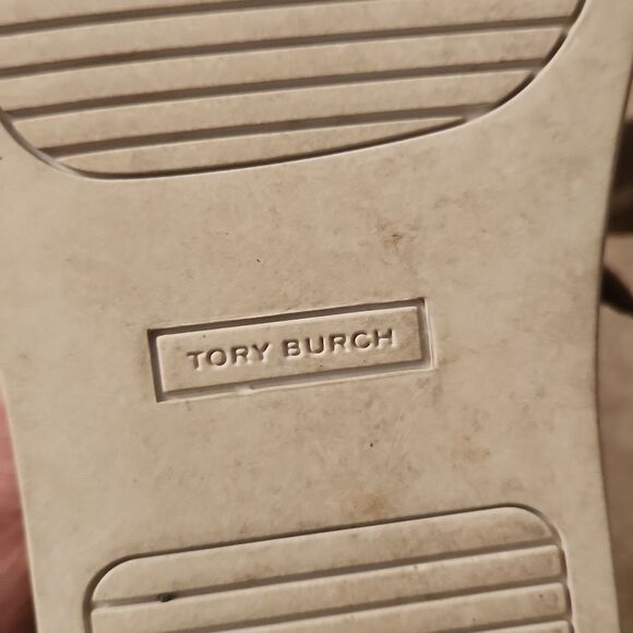 Tory Burch "Marion" Taupe-Colored Quilted Leather Lace-Up Shoes Size 8.5 - Picture 9 of 10